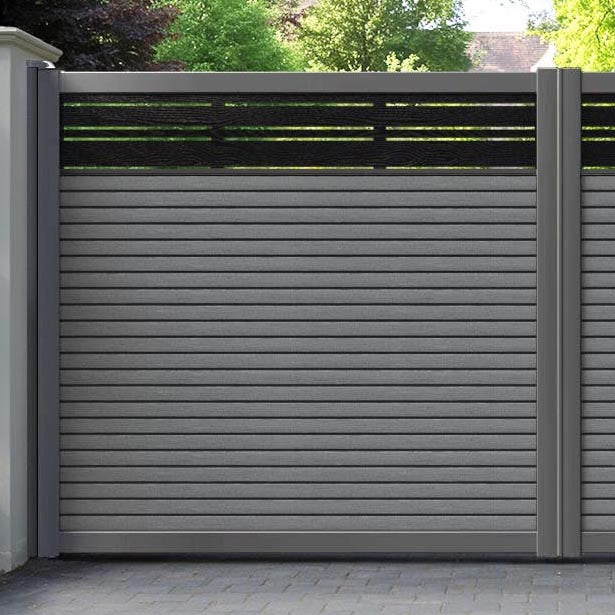 Hudson Linea Straight Top Driveway Gate - Mid Grey - Top Screen