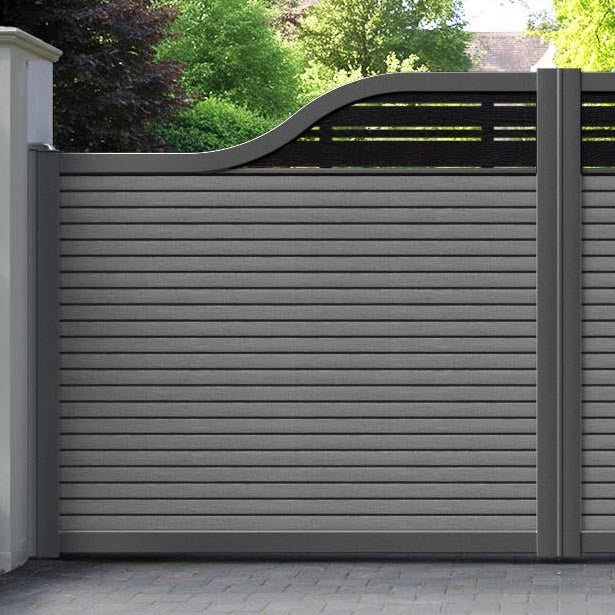 Hudson Linea Curved Top Driveway Gate - Mid Grey - Top Screen