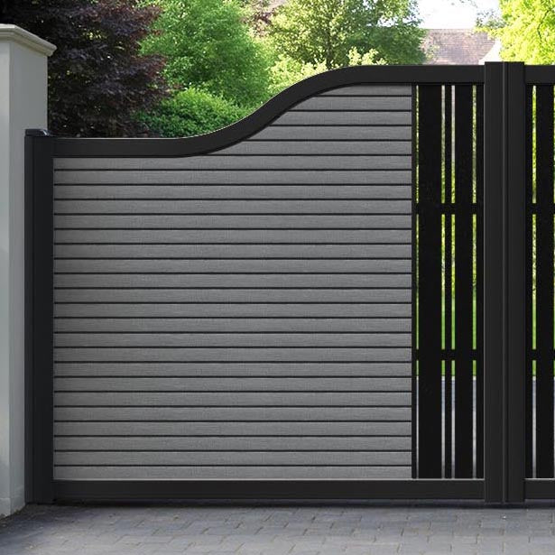 Hudson Linea Curved Top Driveway Gate - Mid Grey - Middle Screen