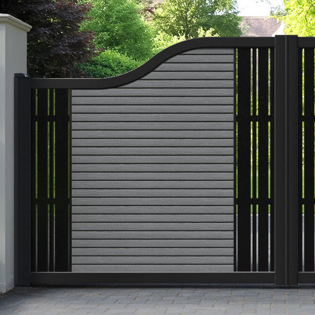Hudson Linea Curved Top Driveway Gate - Mid Grey - Middle & End Screen