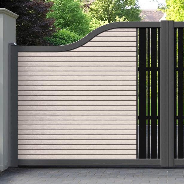 Hudson Linea Curved Top Driveway Gate - Mid Stone - Middle & End Screen