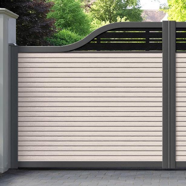 Hudson Linea Curved Top Driveway Gate - Mid Stone - Top Screen