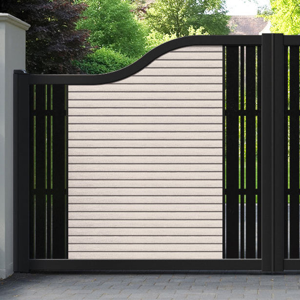 Hudson Linea Curved Top Driveway Gate - Mid Stone - Middle & End Screen