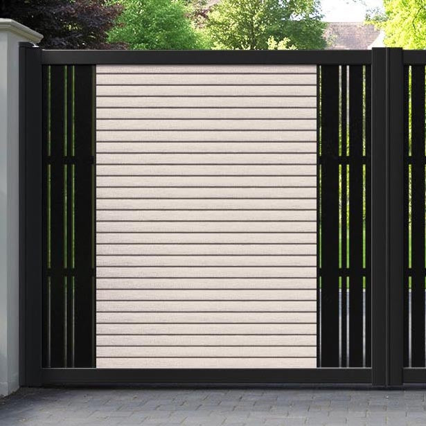 Hudson Linea Straight Top Driveway Gate - Mid Stone - Middle & End Screen