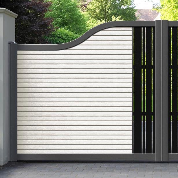 Hudson Linea Curved Top Driveway Gate - Light Stone - Middle Screen