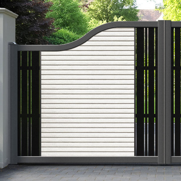 Hudson Linea Curved Top Driveway Gate - Light Stone - Middle & End Screen