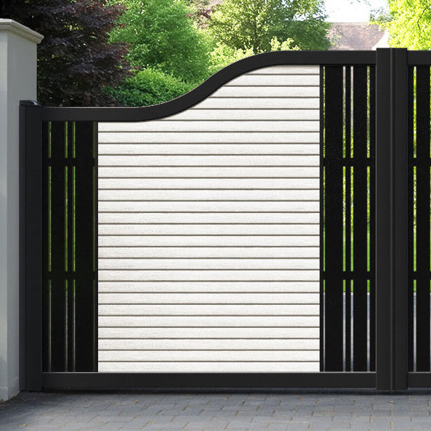 Hudson Linea Curved Top Driveway Gate - Light Stone - Middle & End Screen
