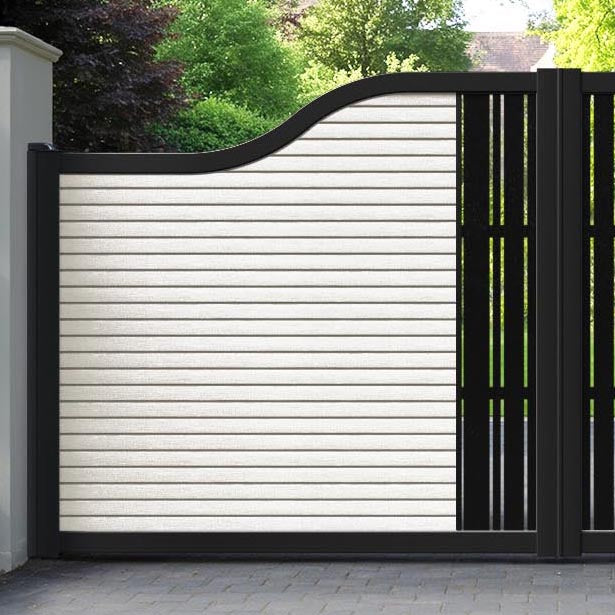 Hudson Linea Curved Top Driveway Gate - Light Stone - Middle Screen