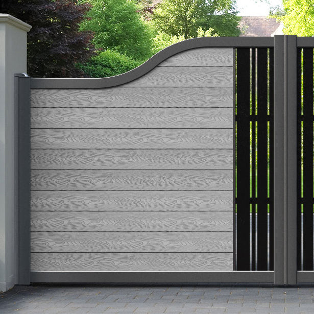Classic Linea Curved Top Driveway Gate - Light Grey - Middle Screen