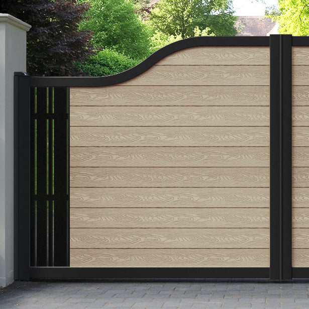 Classic Linea Curved Top Driveway Gate - Light Oak - End Screen