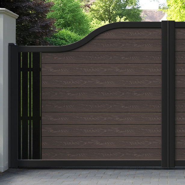 Classic Linea Curved Top Driveway Gate - Mid Brown - End Screen