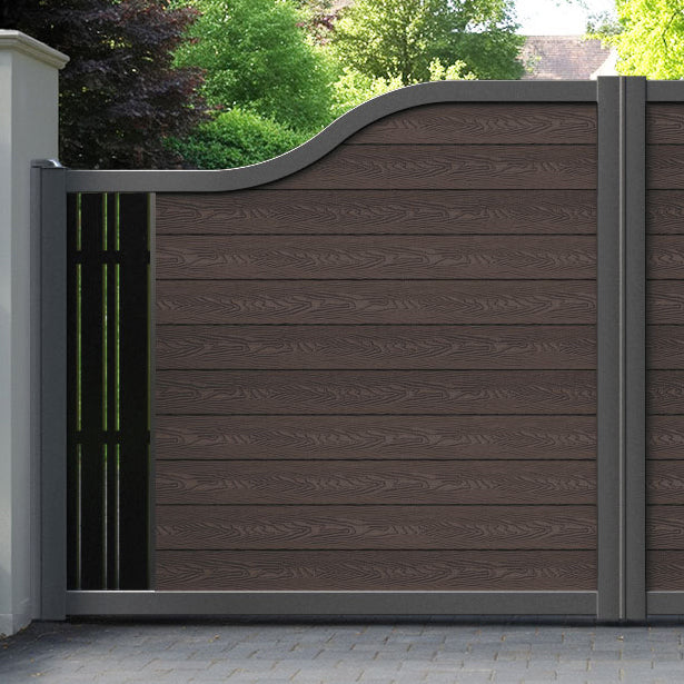 Classic Linea Curved Top Driveway Gate - Mid Brown - End Screen