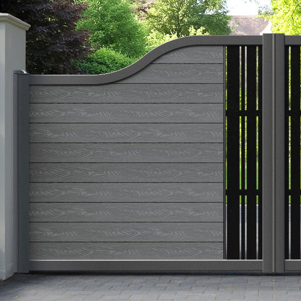 Classic Linea Curved Top Driveway Gate - Mid Grey - Middle Screen
