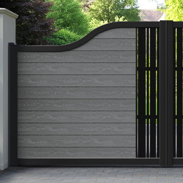 Classic Linea Curved Top Driveway Gate - Mid Grey - Middle Screen
