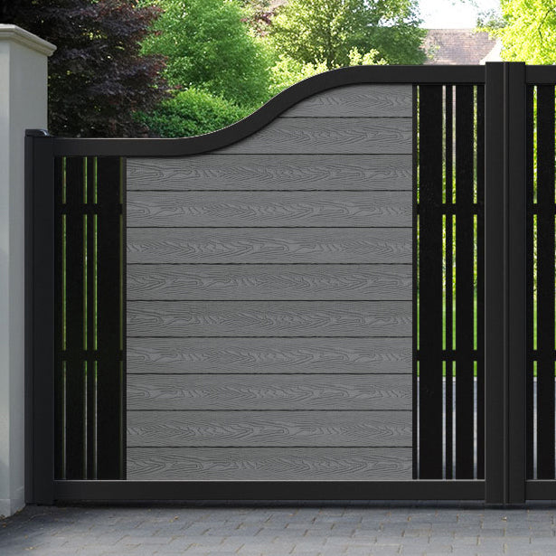 Classic Linea Curved Top Driveway Gate - Mid Grey - Middle & End Screen