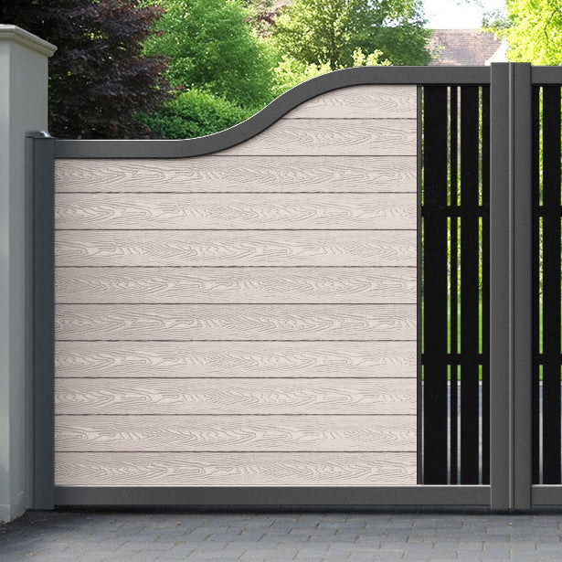 Classic Linea Curved Top Driveway Gate - Mid Stone - Middle Screen