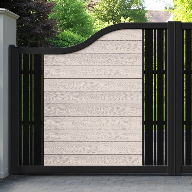 Classic Linea Curved Top Driveway Gate - Mid Stone - Middle & End Screen
