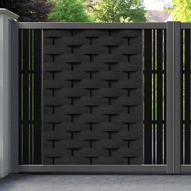 Ripple Linea Straight Top Driveway Gate - Black - Middle & End Screen