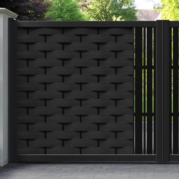 Ripple Linea Straight Top Driveway Gate - Black - Middle Screen