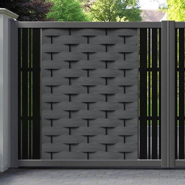 Ripple Linea Straight Top Driveway Gate - Dark Grey - Middle & End Screen