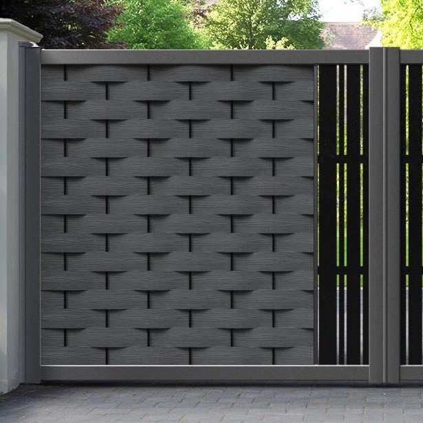 Ripple Linea Straight Top Driveway Gate - Dark Grey - Middle Screen