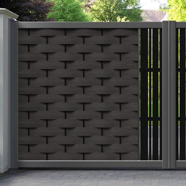 Ripple Linea Straight Top Driveway Gate - Dark Oak - Middle Screen