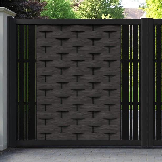 Ripple Linea Straight Top Driveway Gate - Dark Oak - Middle & End Screen