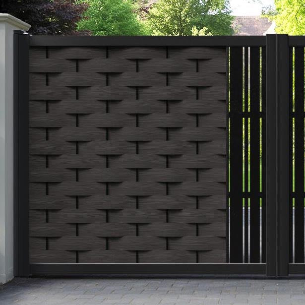 Ripple Linea Straight Top Driveway Gate - Dark Oak - Middle Screen