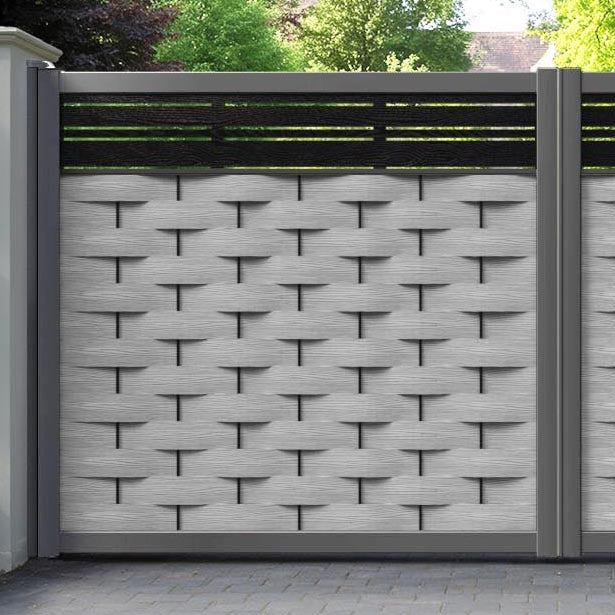 Ripple Linea Straight Top Driveway Gate - Light Grey - Top Screen