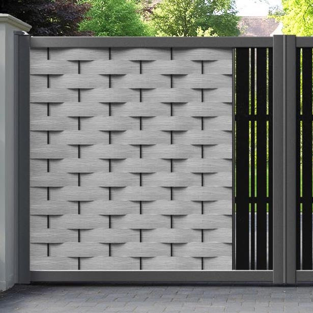 Ripple Linea Straight Top Driveway Gate - Light Grey - Middle Screen