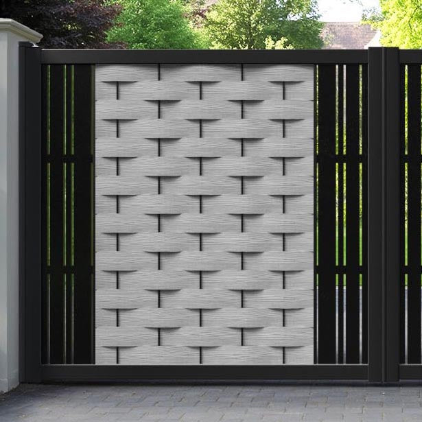 Ripple Linea Straight Top Driveway Gate - Light Grey - Middle & End Screen