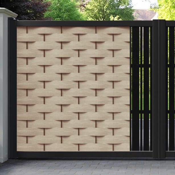 Ripple Linea Straight Top Driveway Gate - Light Oak - Middle Screen