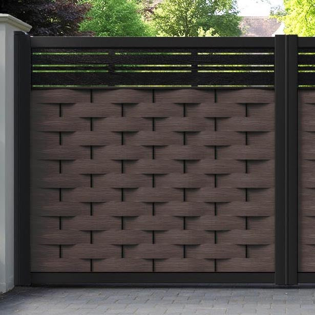 Ripple Linea Straight Top Driveway Gate - Mid Brown - Top Screen