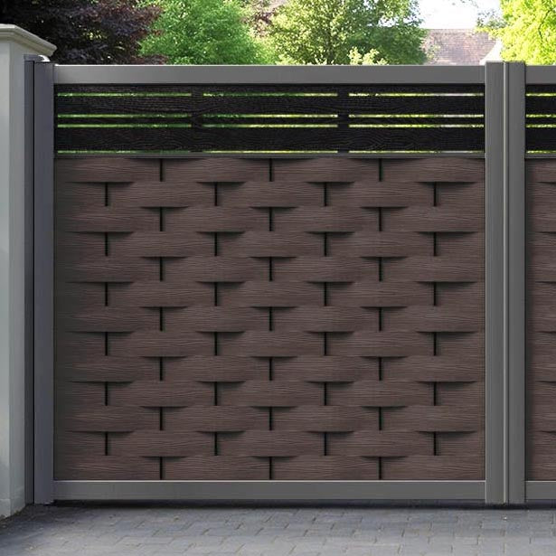 Ripple Linea Straight Top Driveway Gate - Mid Brown - Top Screen