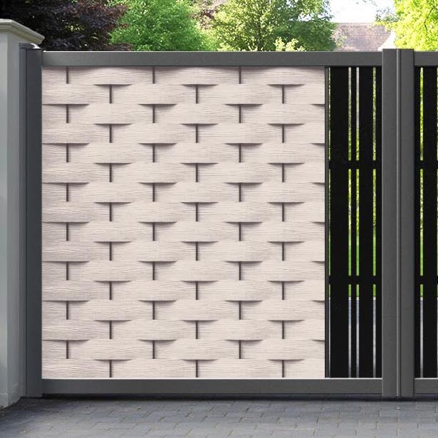 Ripple Linea Straight Top Driveway Gate - Mid Stone - Middle Screen