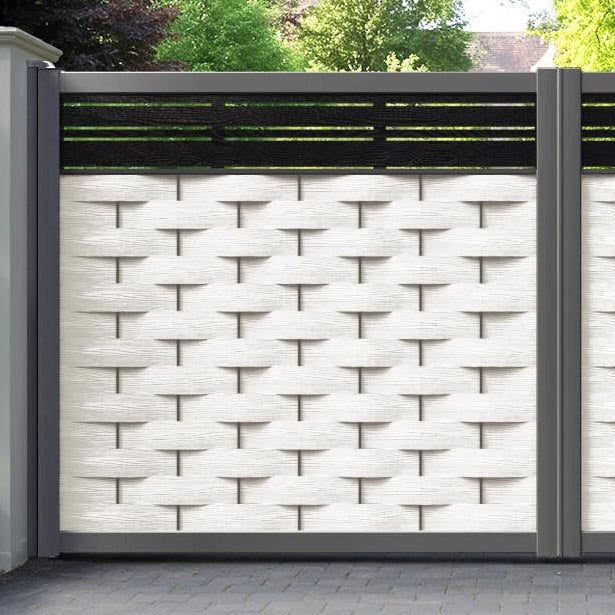 Ripple Linea Straight Top Driveway Gate - Light Stone - Top Screen