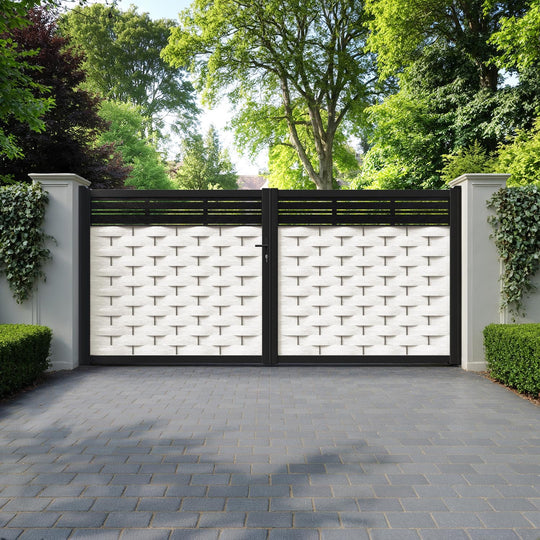 Ripple Linea Straight Top Driveway Gate - Light Stone - Top Screen
