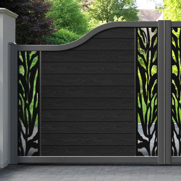 Classic Malawi Curved Top Driveway Gate - Black - Middle & End Screen