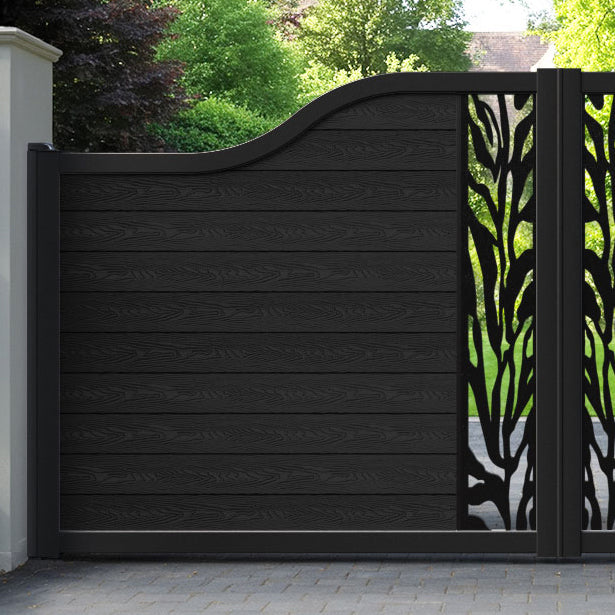 Classic Malawi Curved Top Driveway Gate - Black - Middle Screen