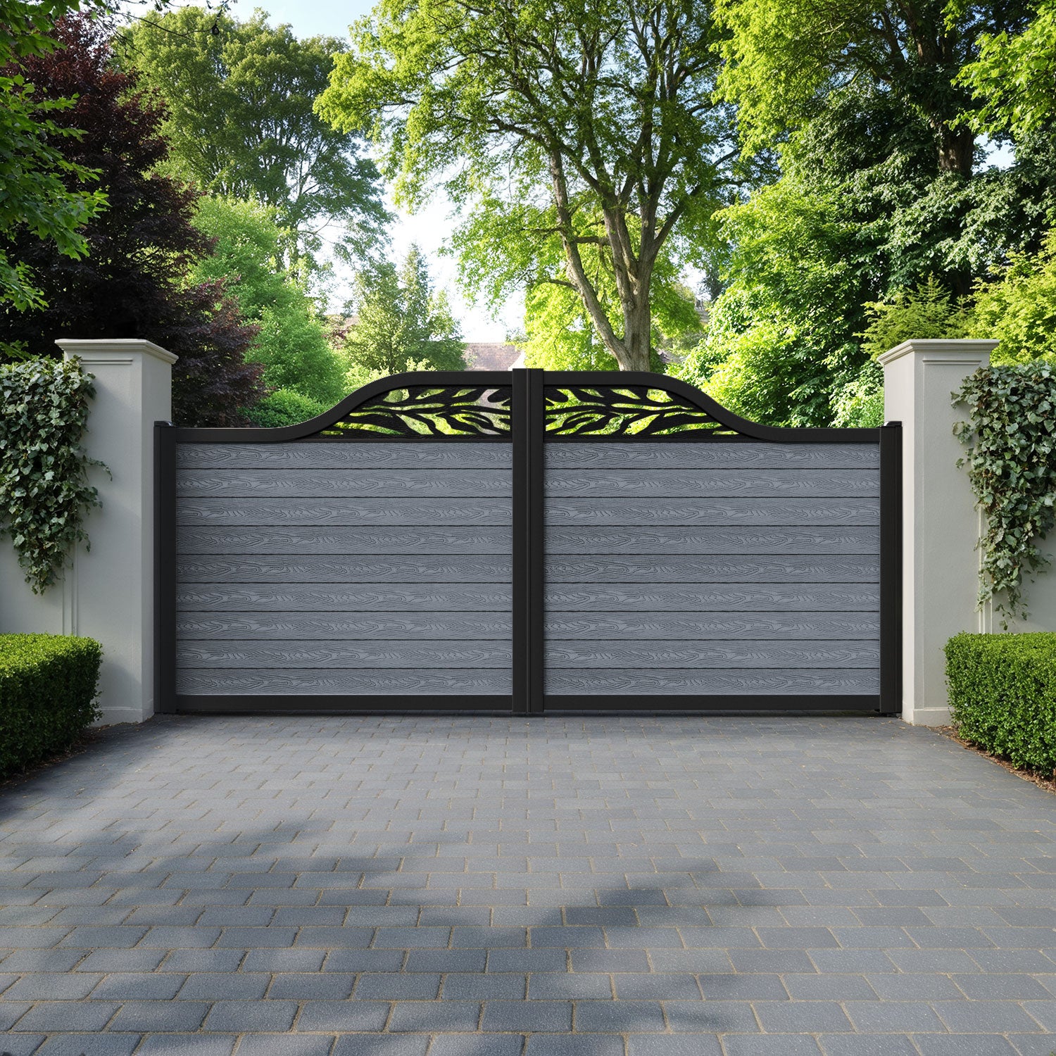 Classic Malawi Curved Top Driveway Gate - Anthracite - Top Screen