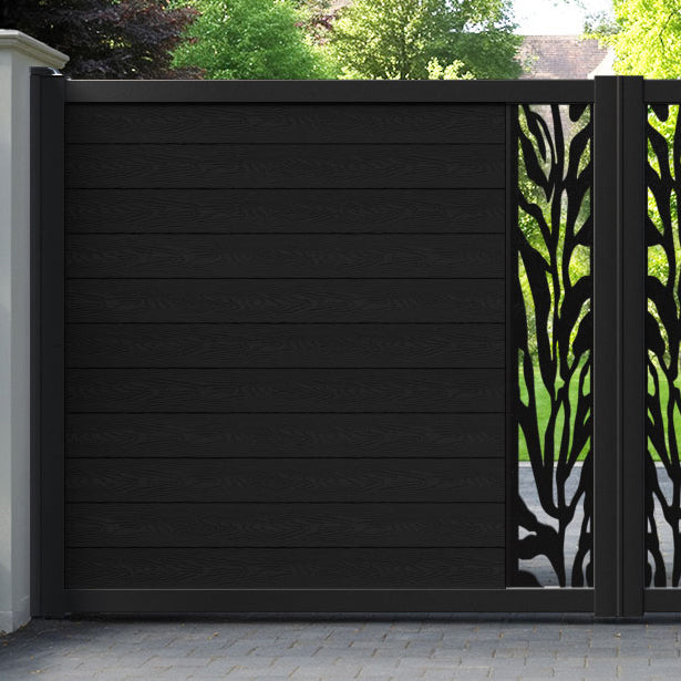 Classic Malawi Straight Top Driveway Gate - Black - Middle Screen
