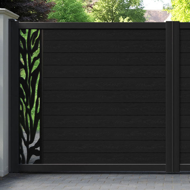 Classic Malawi Straight Top Driveway Gate - Black - End Screen