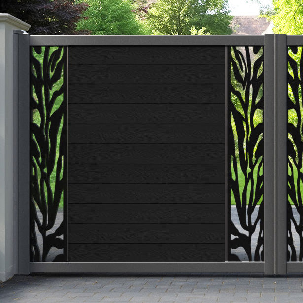 Classic Malawi Straight Top Driveway Gate - Black - Middle & End Screen