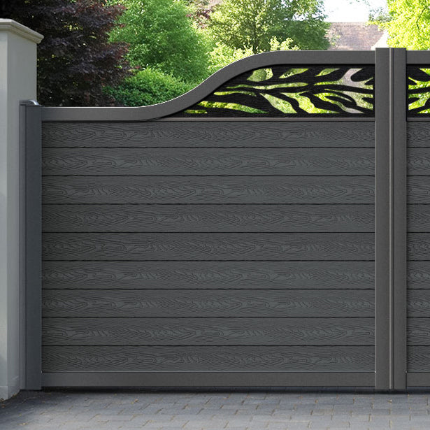 Classic Malawi Curved Top Driveway Gate - Dark Grey - Top Screen