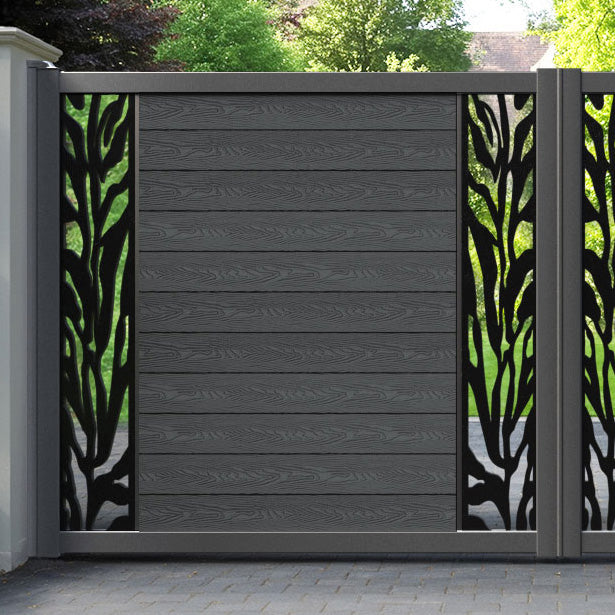 Classic Malawi Straight Top Driveway Gate - Dark Grey - Middle & End Screen