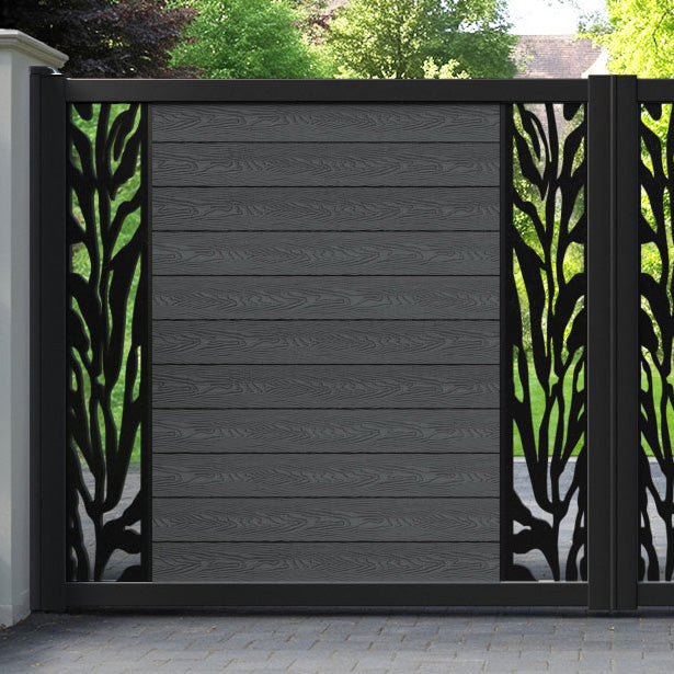 Classic Malawi Straight Top Driveway Gate - Dark Grey - Middle & End Screen