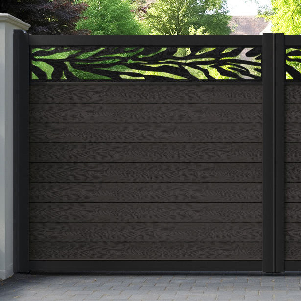 Classic Malawi Straight Top Driveway Gate - Dark Oak - Top Screen