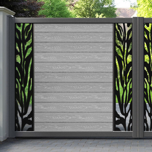 Classic Malawi Straight Top Driveway Gate - Light Grey - Middle & End Screen