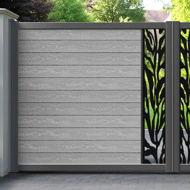 Classic Malawi Straight Top Driveway Gate - Light Grey - Middle Screen