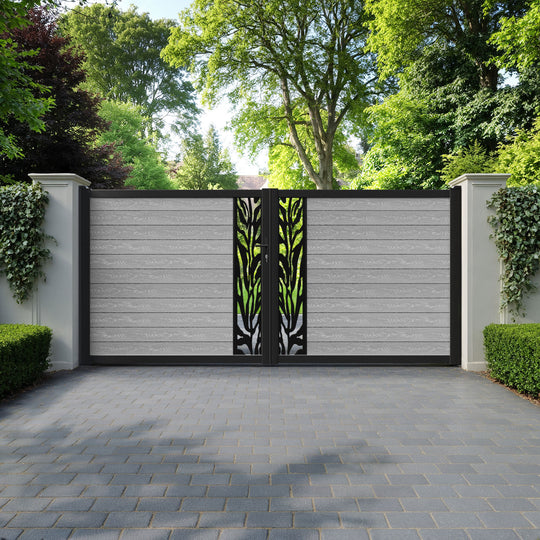 Classic Malawi Straight Top Driveway Gate - Light Grey - Middle Screen